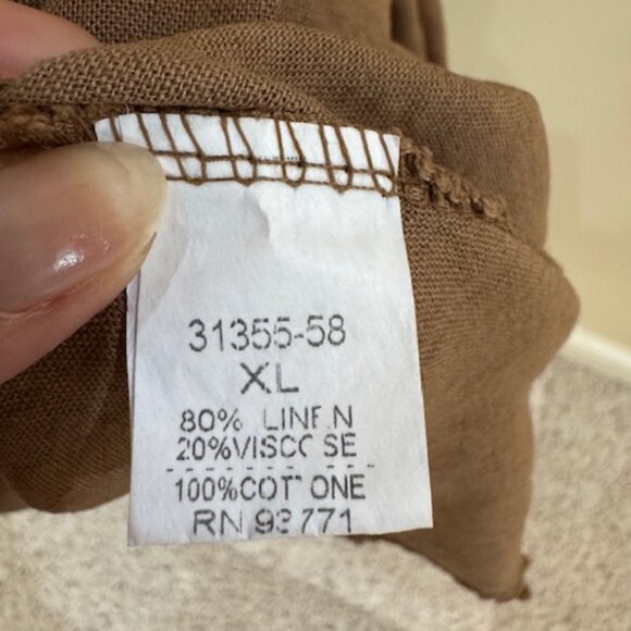 Cristina Vergani Brown Linen Spaghetti Strap Dress Sz XL - Picture 10 of 11